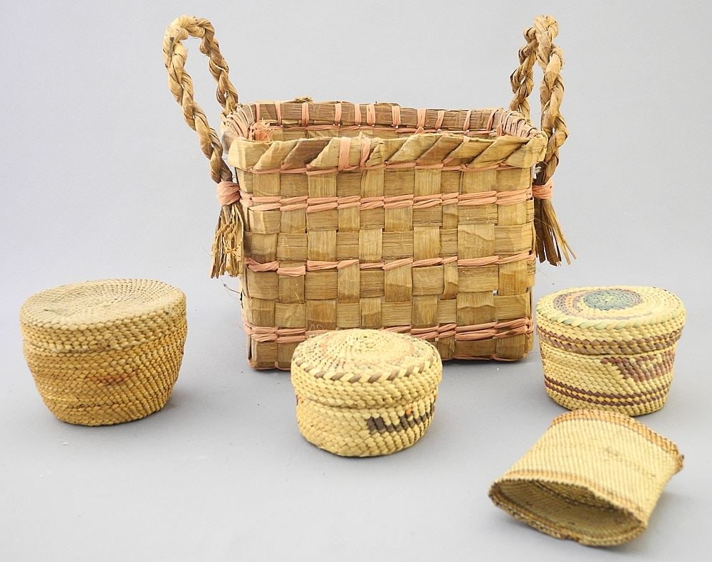 Collection of Indigenous Basketry: 2 Mi'kmaq / 4 Nuu-Chah-Nulth. (1 of 2)