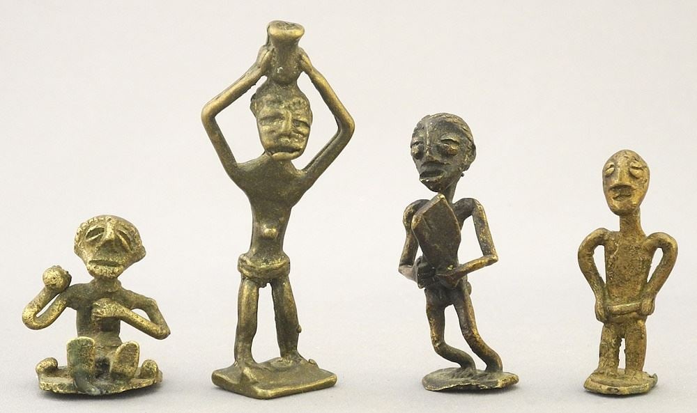 4 Bronze Figures, 1 1/4" - 2 1/2"H, TW 83 Grams. (1 of 2)