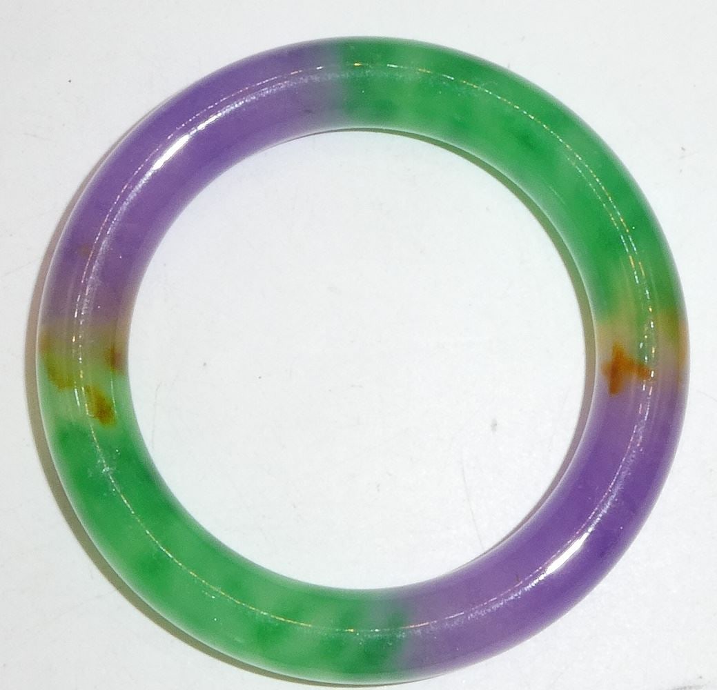 Lavender & Green Burmese Jadeite Bangle, 3 1/4" Diameter. (1 of 2)