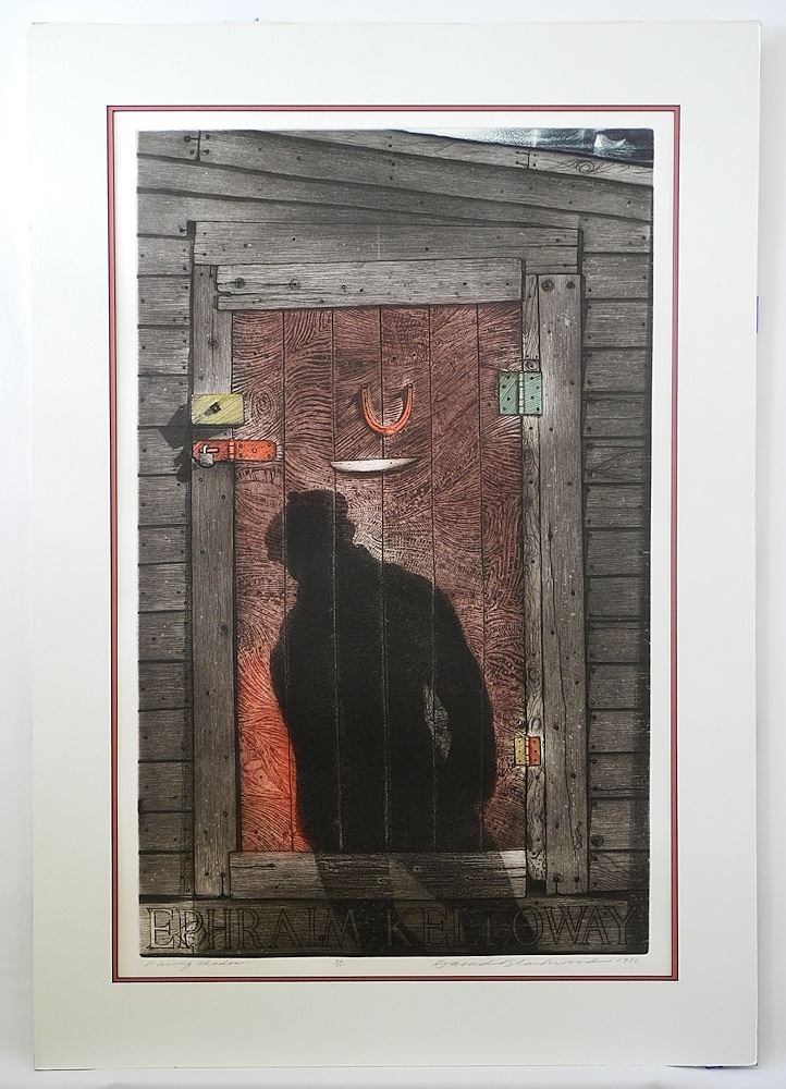 Coloured Etching signed David Blackwood, 33 1/4" x 21 1/2", "Passing Shadow" #40/75. (1 of 6)