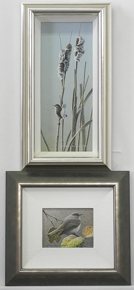 2 Acrylic on Board signed W. Allan Hancock, 12" x 5" & 3 1/2" x 4 1/2", "Tall Tails & Hermit..." (1 of 11)