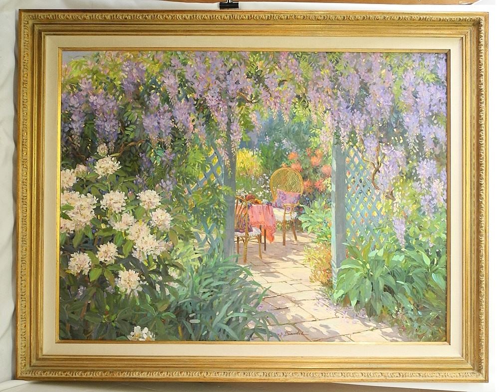 Oil on Canvas signed Jose Trinidad, 36" x 48", "Spring Warmth".: Oil on Canvas signed Jose Trinidad, 36" x 48", "Spring Warmth".