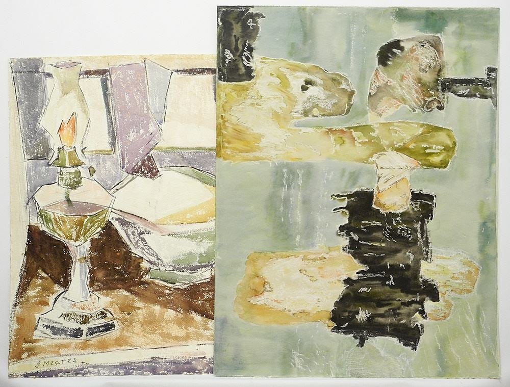 Collection of Mixed Media Art Works signed & Attributed to Ina Meares, Unframed (as found). (1 of 4)