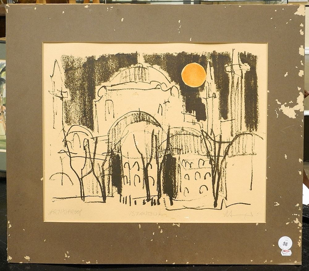 Serigraph signed H. (Herbert) Siebner, 14 1/2" x 18", "Istanbul" (condition noted). (1 of 3)