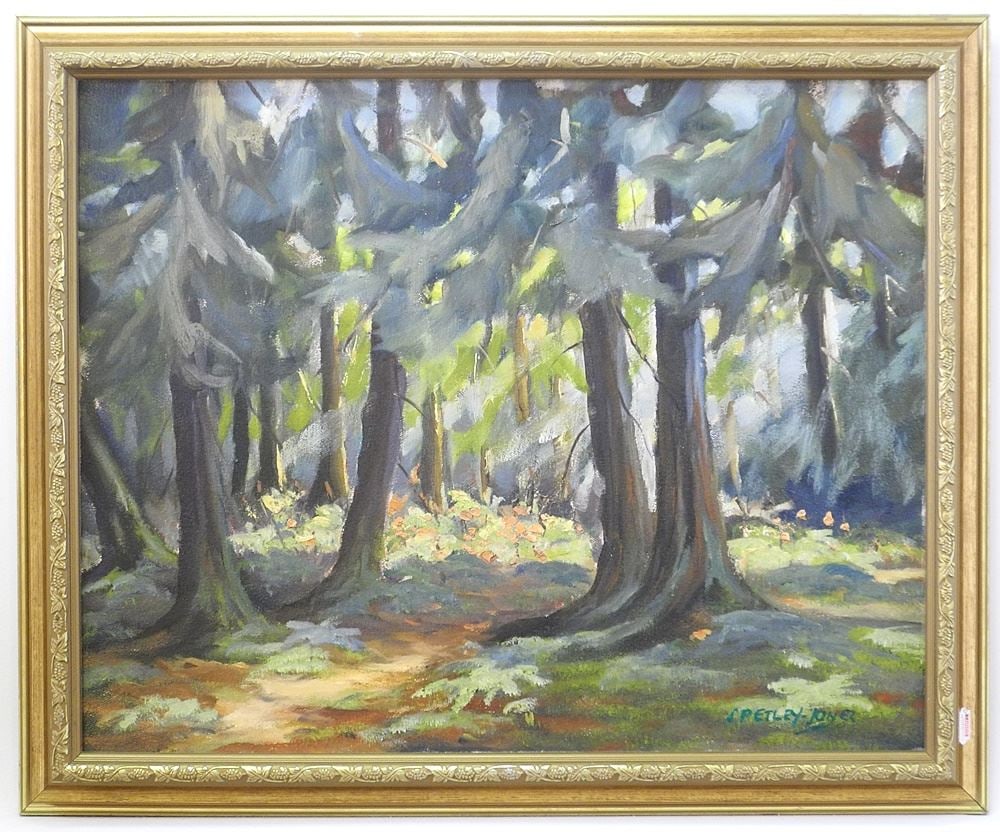 Oil on Canvas signed S. Petley Jones , 15 1/2" x 19 1/2", "Path Through Trees". (1 of 4)