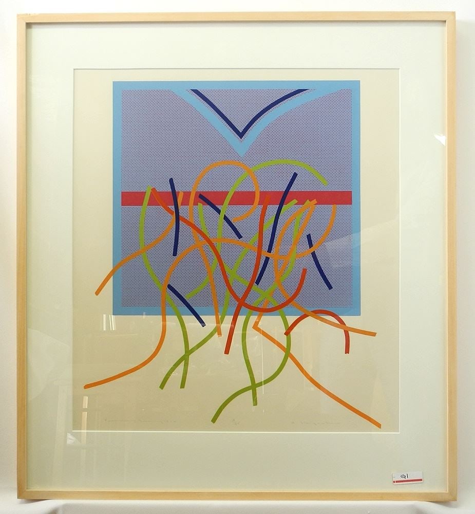 Serigraph signed H. (Harry Mitsuo) Kiyooka, 21 1/2" x 19 1/2", "Vesuvius Swing Box" #4/55 (1 of 5)