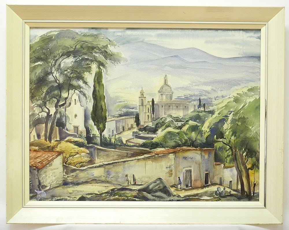 Watercolour signed Leonard Brooks, 21 1/4" x 28 1/4", "San Miguel". (1 of 4)