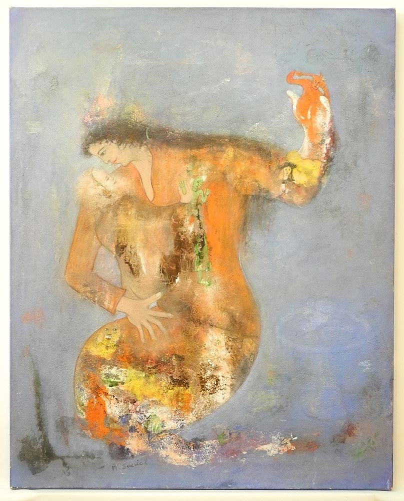 Oil on Canvas signed M. Sourial (Lady X), 30" x 24", "See No Evil" 2006.: Oil on Canvas signed M. Sourial (Lady X), 30" x 24", "See No Evil" 2006.