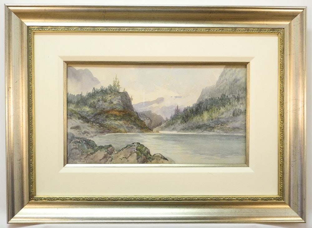 Watercolour signed F.M. (Frederick Martlett) Bell Smith 1889, 10" x 18" "In the Fraser Canyon". (1 of 6)