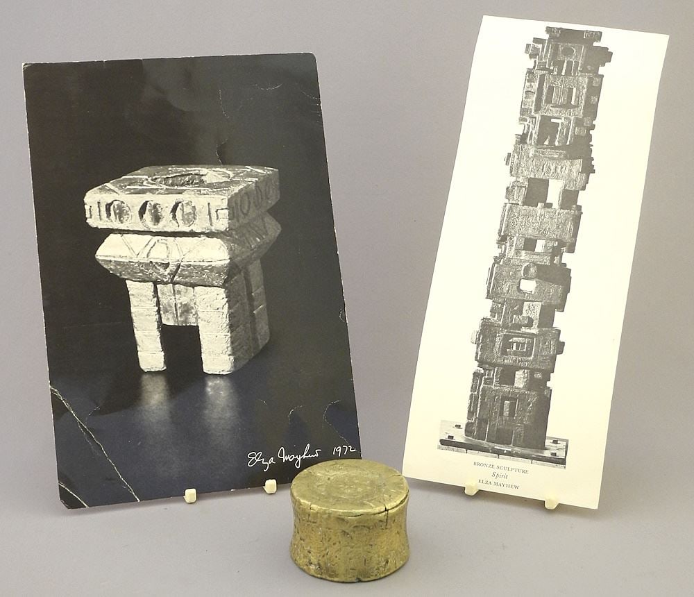 Bronze Object Attributed to Elza Mayhew, 1 3/8" x 2 1/8" Diameter with Literature. (1 of 7)