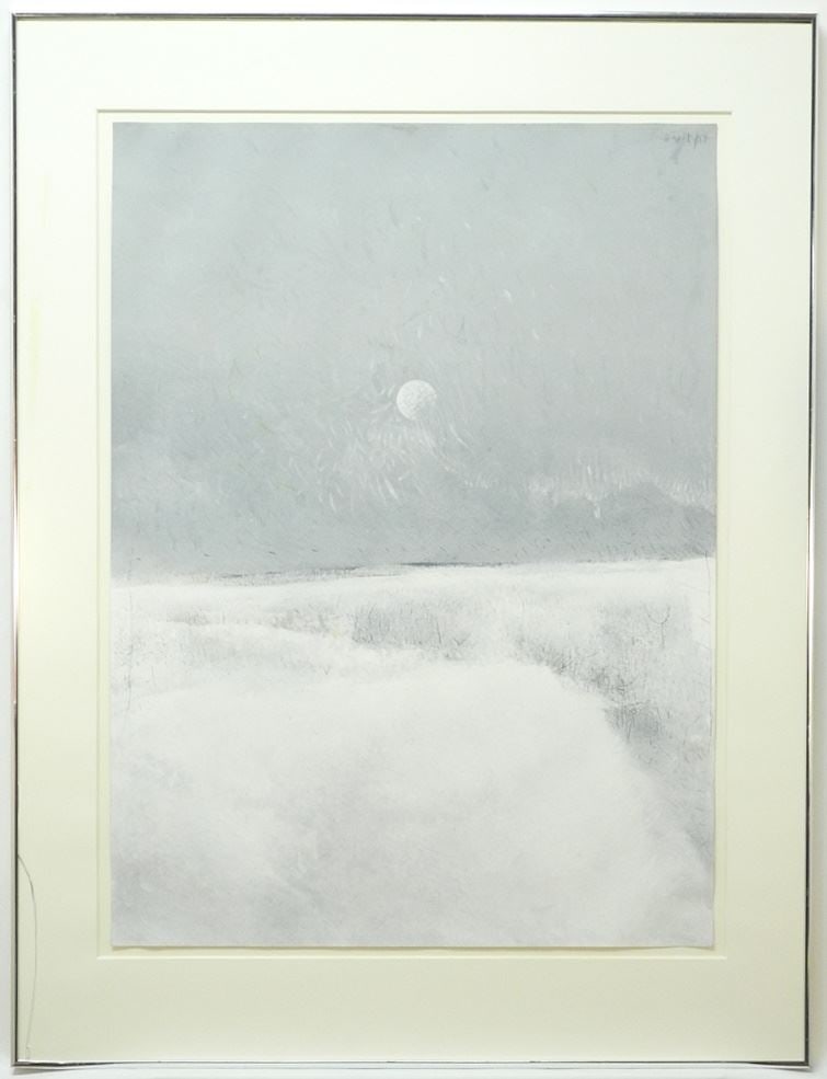 Mixed Media on Paper signed Ron Bolt /84, 29 3/4" x 21 1/2", "Moon of Winter" (crack noted). (1 of 6)