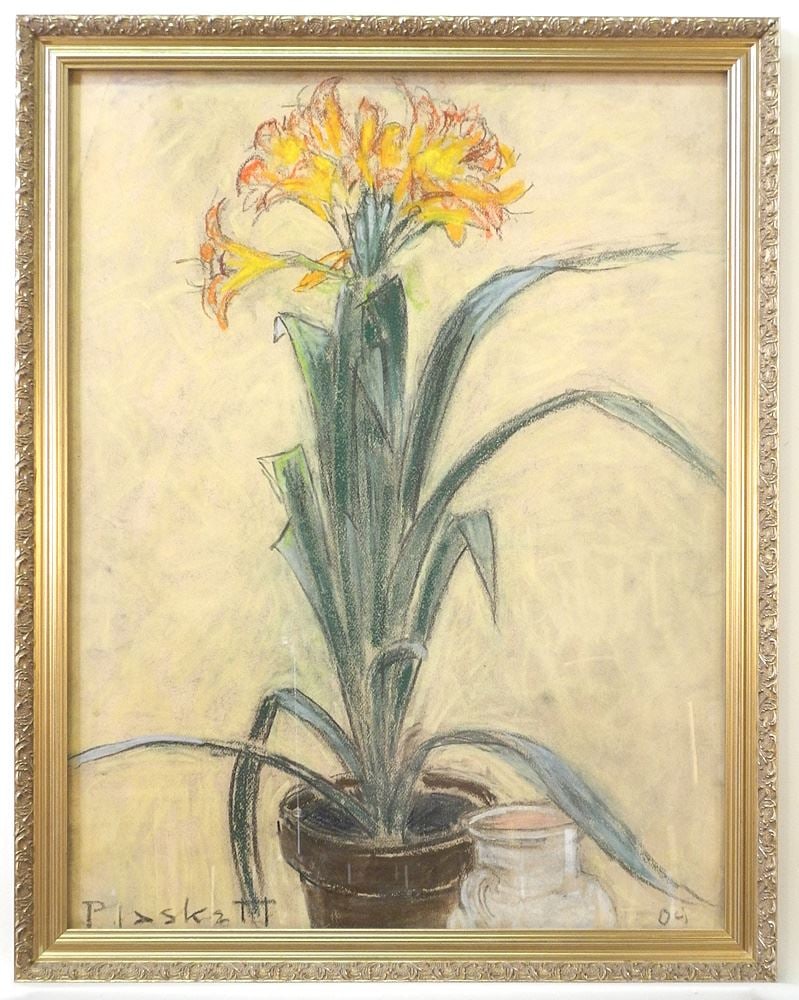 Pastel on Paper signed (Joseph) Plaskett, 25 1/2" x 19 1/2", "Clivia in Flower" '09. (1 of 7)