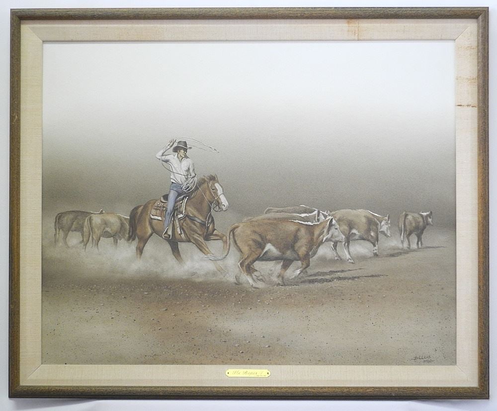 Oil on Canvas signed (Lorna) Dillon D'82, 21 1/2" x 27 1/2", "The Roper": Oil on Canvas signed (Lorna) Dillon D'82, 21 1/2" x 27 1/2", "The Roper"