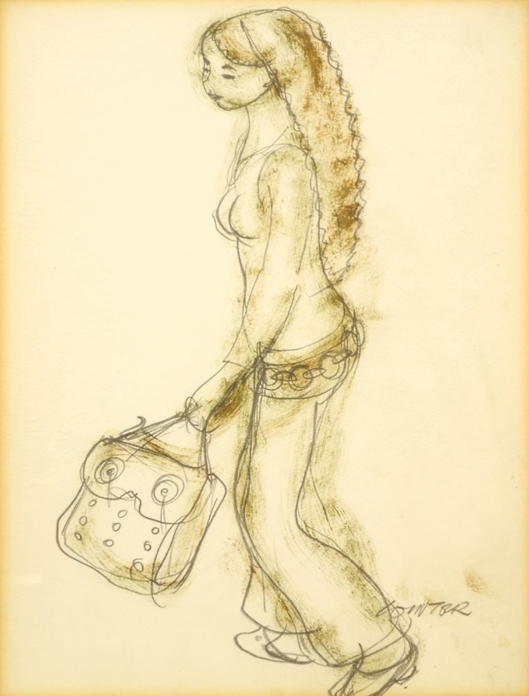 Coloured Pencil Drawing Signed (William) Winter "Teenager" 10 3/8x7 7/8" Toning Noted (1 of 4)