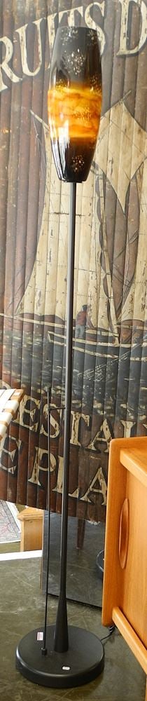 Torchiere Style Floor Lamp with Art Glass Shade, 75 1/2"h.: Torchiere Style Floor Lamp with Art Glass Shade, 75 1/2"h.