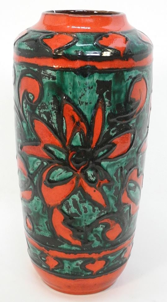 West German Pottery Vase, S17/45, 17 1/4"h. (1 of 2)