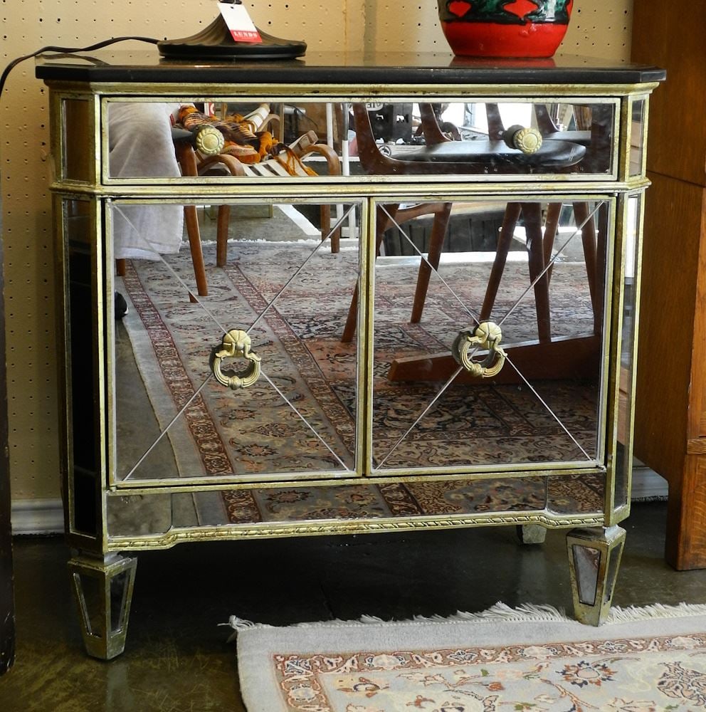 Pair of Chintz & Co. Directoire Style Mirrored Side Cabinets, 29 1/2"h. (1 of 6)