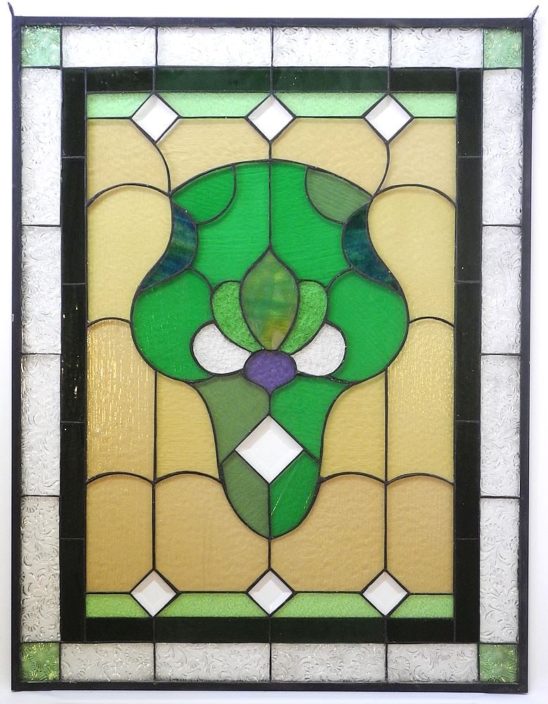 Leaded Glass Panel, 34 1/4" x 26 1/4: Leaded Glass Panel, 34 1/4" x 26 1/4
