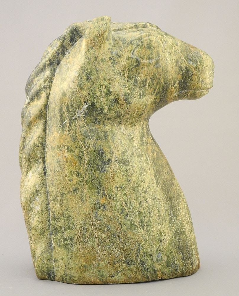 Carved Soapstone Horse Head, 9 1/4". (1 of 5)