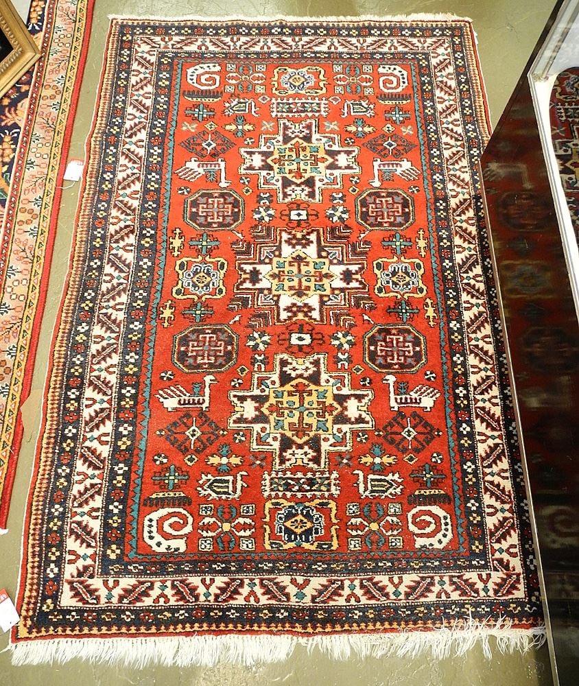 Hand Knotted Wool Carpet, 5'7" x 3'7". (1 of 2)