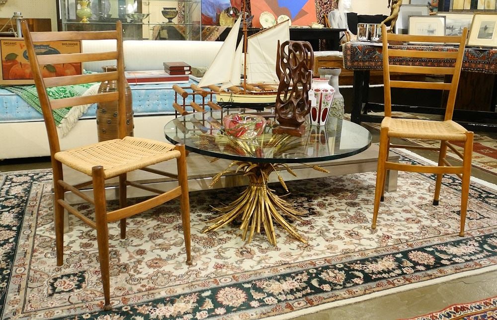 Pair of Geo Ponti Style Side Chairs, 36 1/2"h.: Pair of Geo Ponti Style Side Chairs, 36 1/2"h.