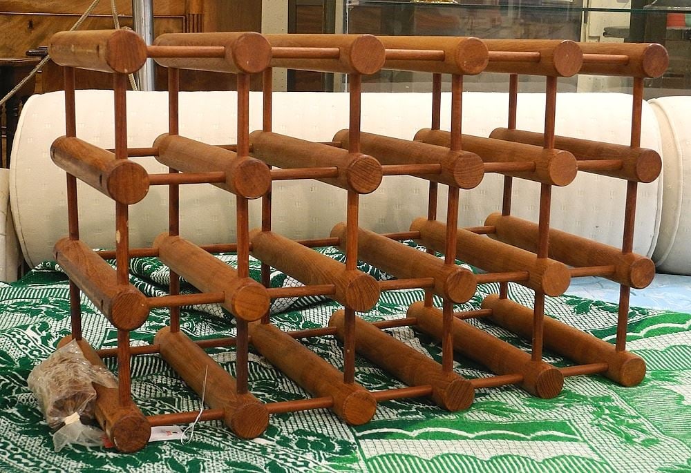 Danish Teak Wine Rack, 21 3/4"W.: Danish Teak Wine Rack, 21 3/4"W.