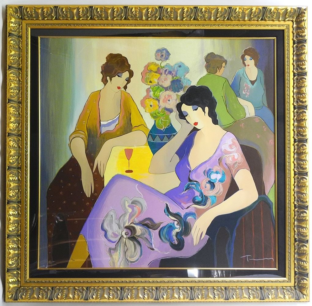 Limited Edition Print After Isaac Tarkay, 36 5/8" x 37 3/8", #77/125, "Attractive Affair". (1 of 3)