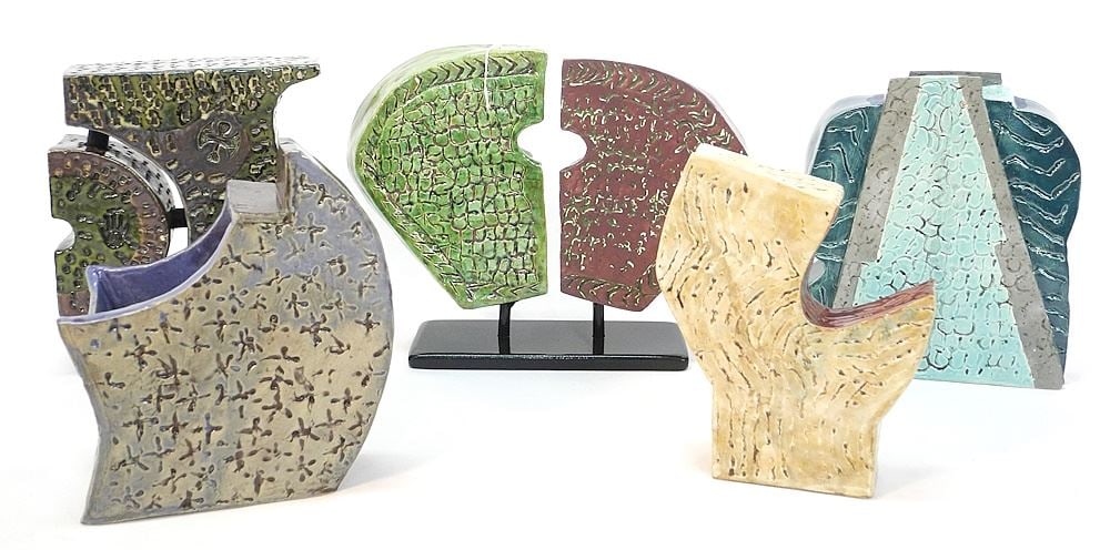 5 Ceramic Sculptures Monogrammed & Attributed to Denise Duncan, 8 1/4" - 9 3/4"h. (1 of 3)