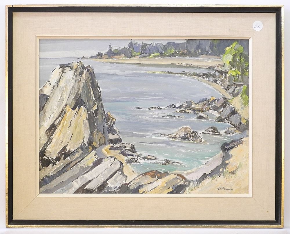 Oil on Board signed E. T. *** Turner , 11 7/8" x 16", "Rock at East Sooke Beach". (1 of 1)