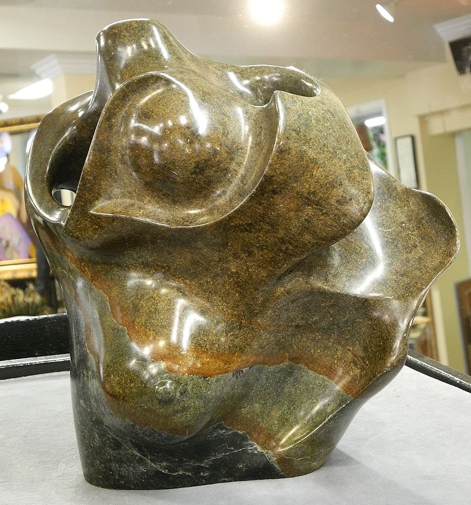 Unsigned Stone Sculpture, 13 1/2" x 12" x 8", "Undulating Forms". (1 of 4)