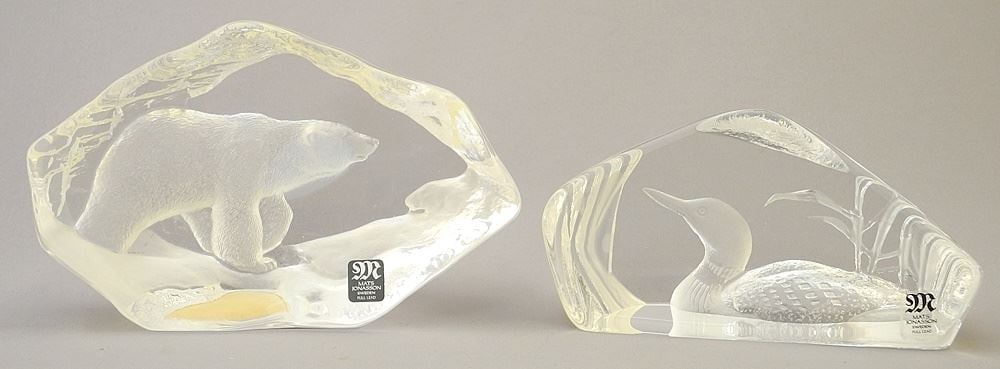 2 Mats Jonasson Sweden Lead Crystal Ornaments, 3571 & 33550.: 2 Mats Jonasson Sweden Lead Crystal Ornaments, 3571 & 33550.