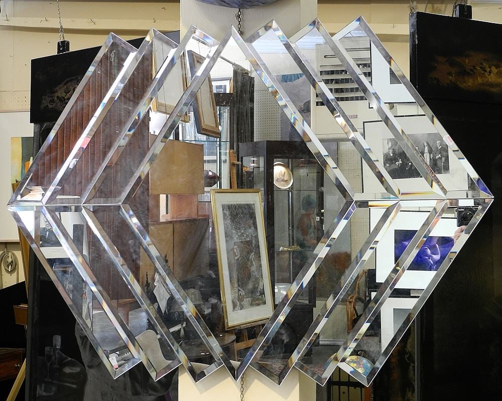 Vintage 80's Lozerge Form Wall Mirror, 28" x 39 1/2".: Vintage 80's Lozerge Form Wall Mirror, 28" x 39 1/2".