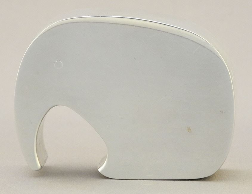 Georg Jensen Denmark Elephant Bottle Opener C.1980's, 1 3/4" x 2 1/4" x 5/8". (1 of 3)