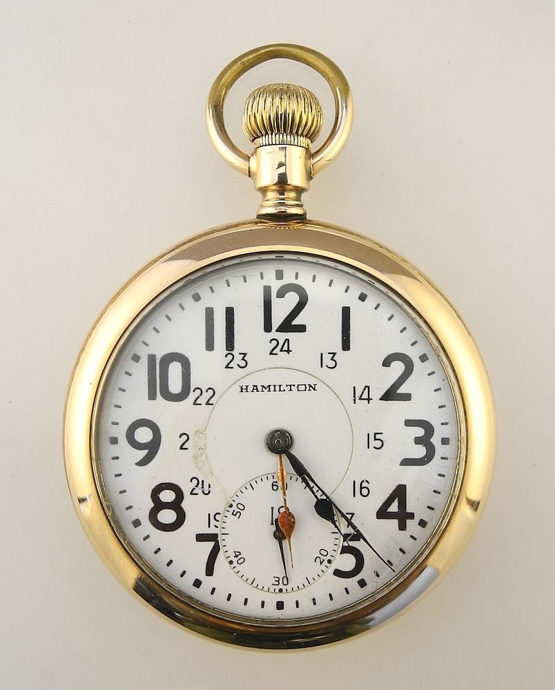 Hamilton 992 Railroad Special Dual Time Zone Pocket Watch, Gold Filled, 106g.: Hamilton 992 Railroad Special Dual Time Zone Pocket Watch, Gold Filled, 106g.