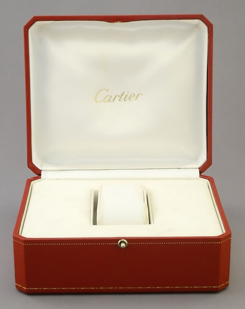 Cartier Watch Box, 3 1/2" x 6" x 5 1/8" (hinge noted).: Cartier Watch Box, 3 1/2" x 6" x 5 1/8" (hinge noted).