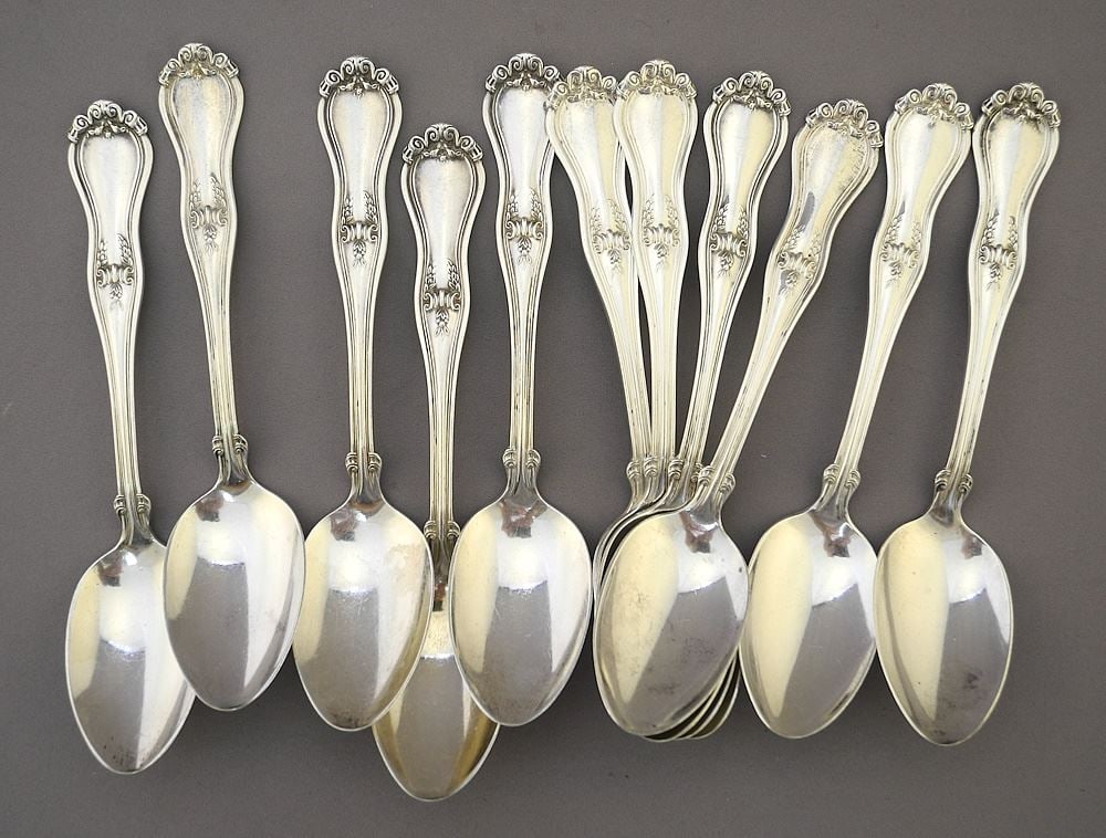 11 Sterling (marked) Silver Spoons, 115g.: 11 Sterling (marked) Silver Spoons, 115g.