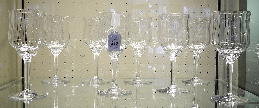 8 Baccarat Crystal Wire Glasses, 7 1/8"h.: 8 Baccarat Crystal Wire Glasses, 7 1/8"h.