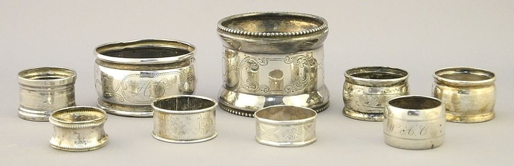 Collection of Napkin Rings.: Collection of Napkin Rings.