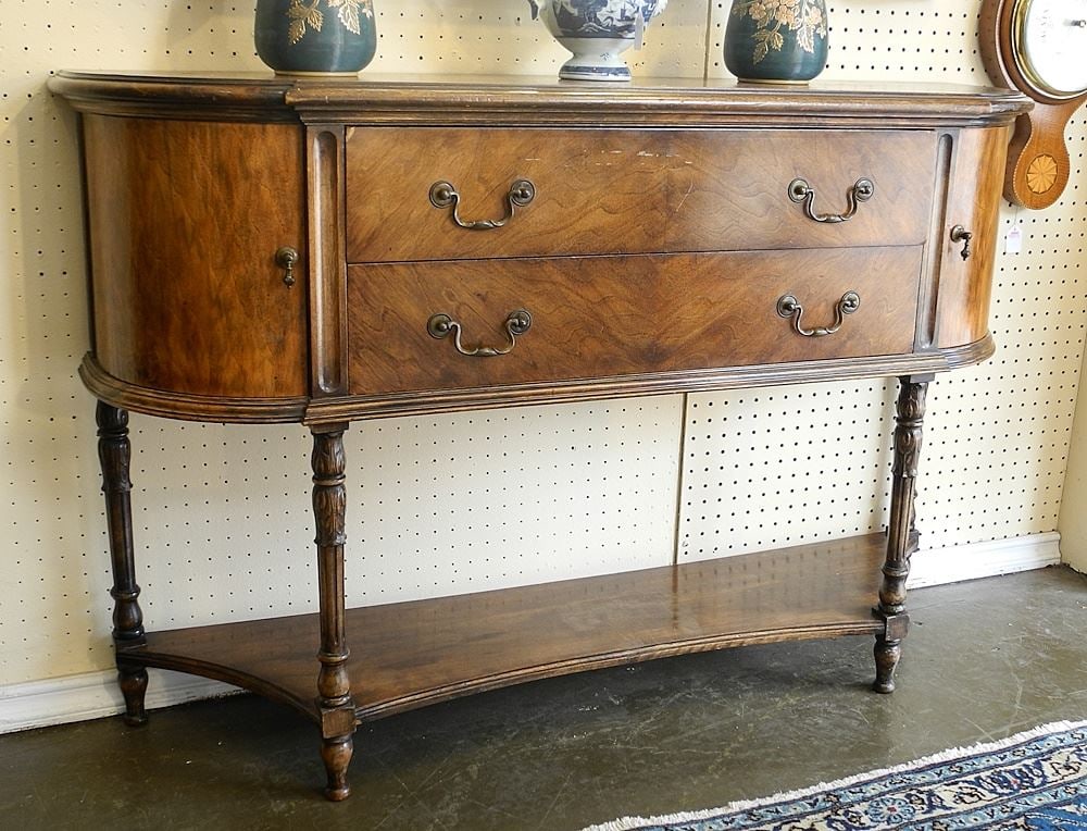 Early 20th C. Walnut Demilune Credenza, 31 1/2"h.: Early 20th C. Walnut Demilune Credenza, 31 1/2"h.