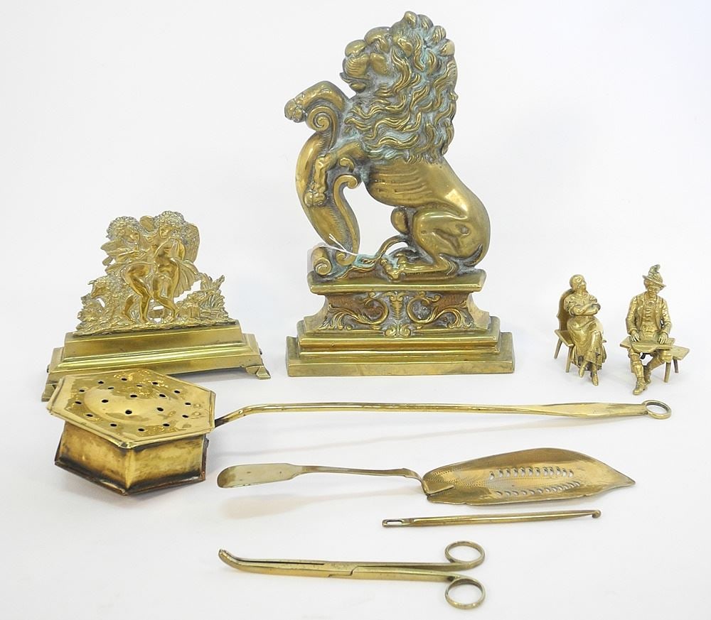 Collection of Antique Brass Wares, 1 7/8" - 13"h. (1 of 4)