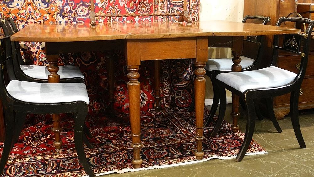 19th C. Mahogany Drop Side Table, 30" x 48" x 20" (hinges noted). (1 of 2)