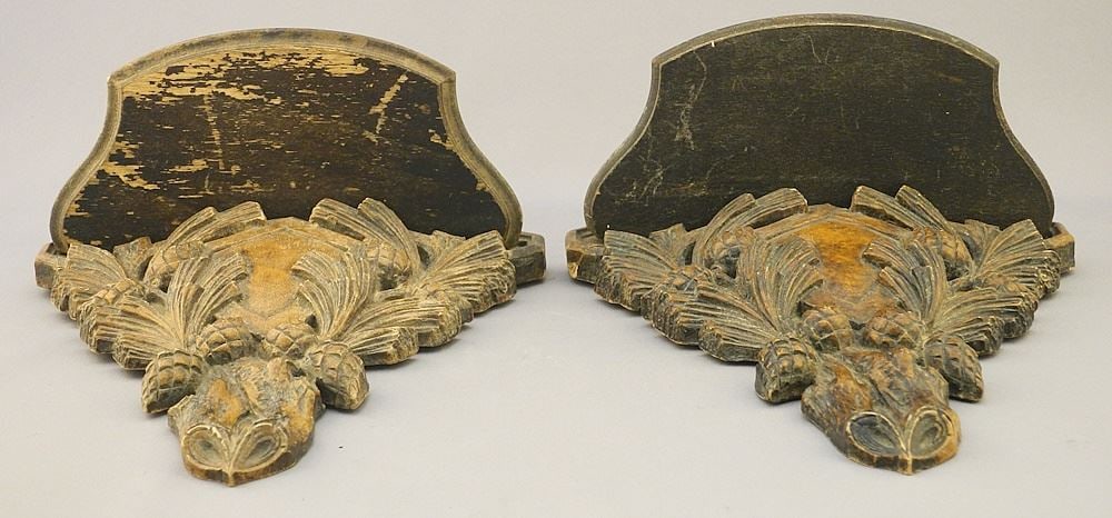 Pair of Walnut Finish Composition Wall Sconces. (1 of 3)