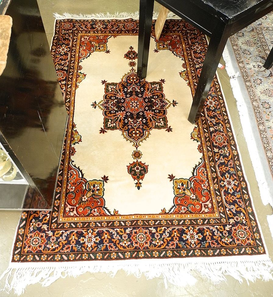 Hand Knotted Indian Carpet, 4' x 7'. (1 of 3)