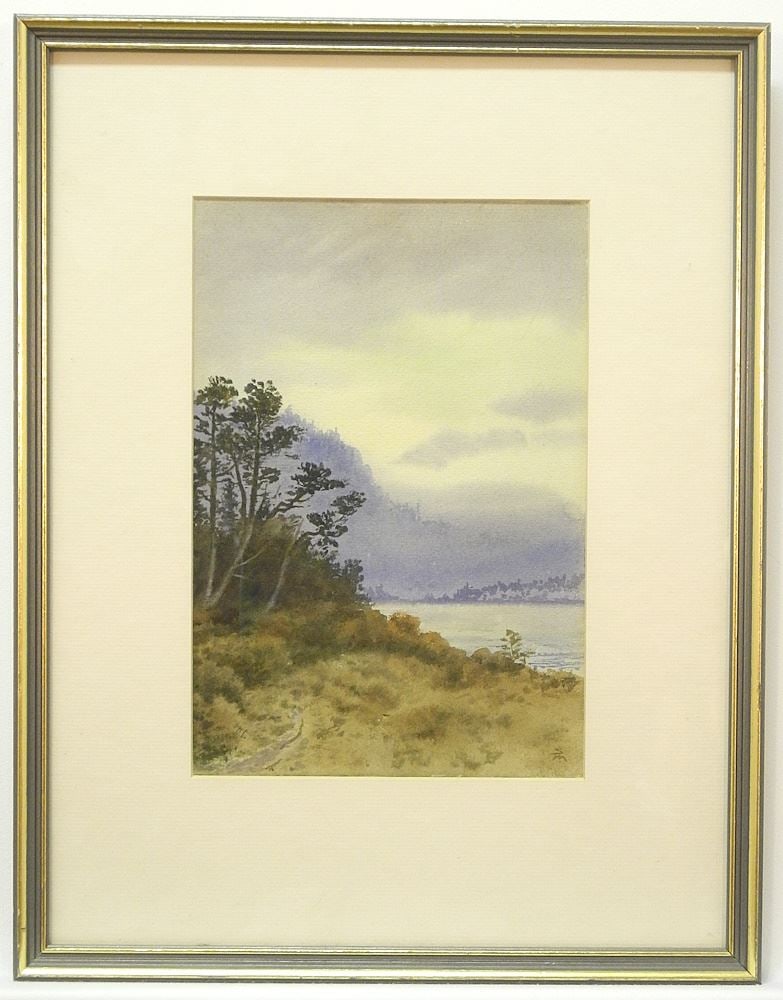 Watercolour Monogrammed SM (Samuel Maclure), 11" x 7 1/2", "Lake's Edge". (1 of 6)