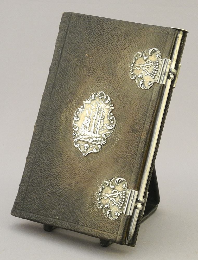 Dutch Silver Mounted Fish Skin VOCR Notebook with 1781 Almanac, 5 1/4"L. (1 of 12)