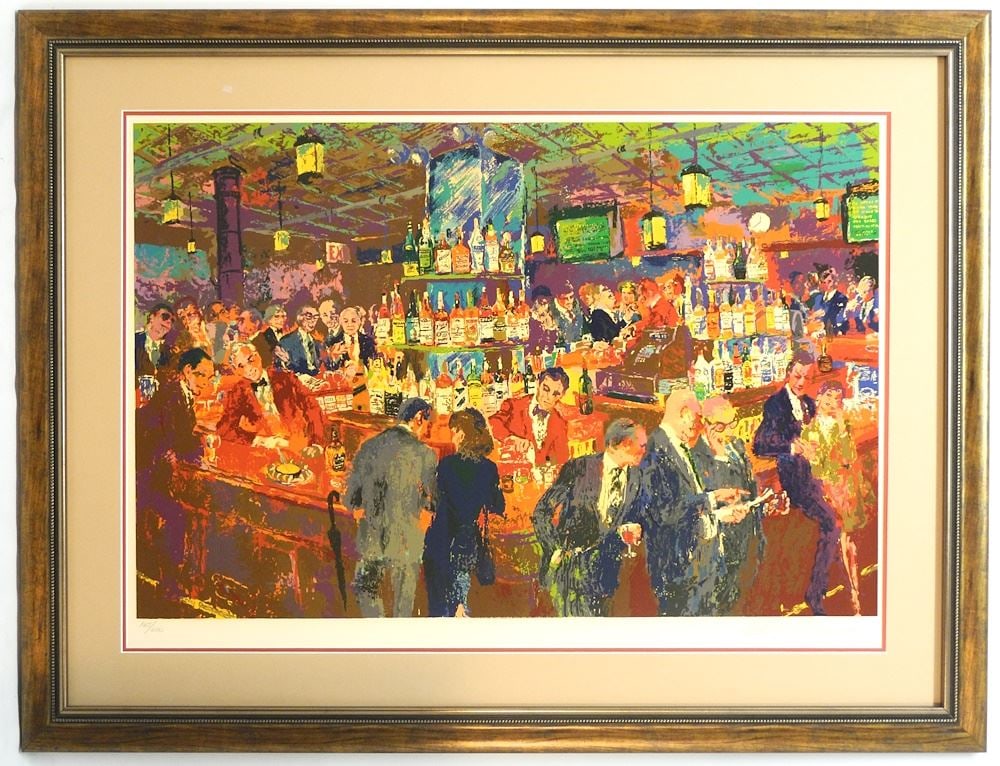 Serigraph signed Leroy Neiman, 50" x 39", "Harrys Wall Street Bar" #165/600. (1 of 9)