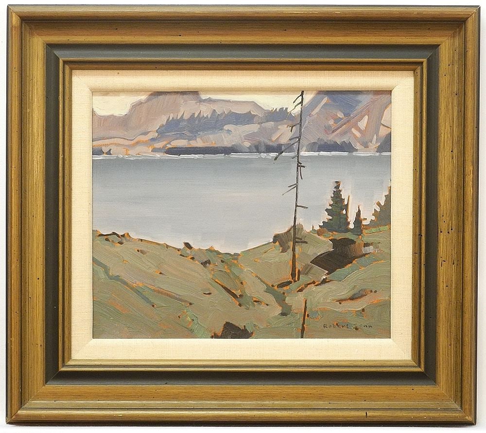 Oil on Panel signed Robert Genn, 10" x 12", "Okanagan Lake Scene" 1974. (1 of 10)