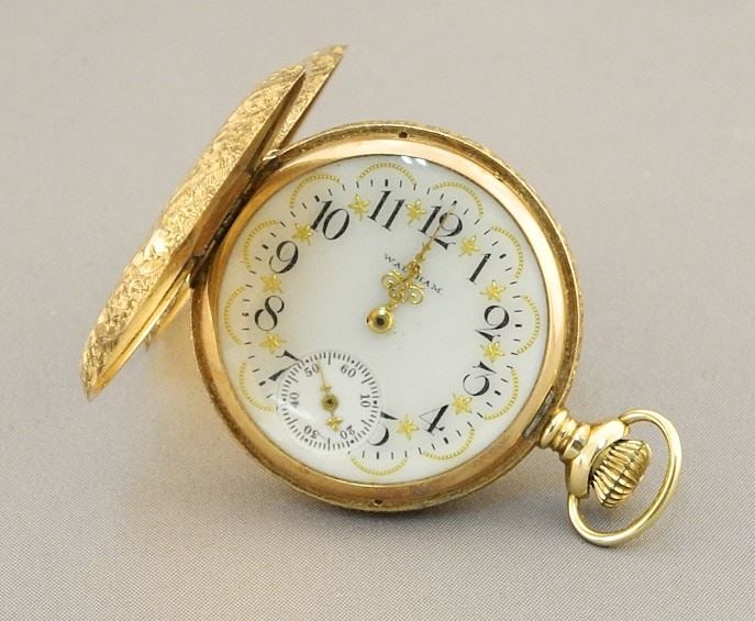 14K (marked) Yellow Gold Waltham Ladies Pocket Watch, Inscribed, 1 3/8" Diam., 33g. (1 of 9)