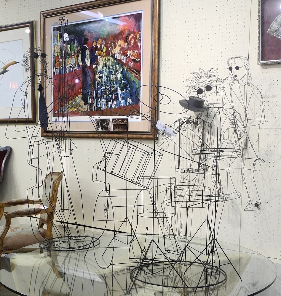 4 Wire Musician Sculptures: 3 signed (Ron) Stattner / Drummer signed (Rudy) Kehhla. (1 of 9)