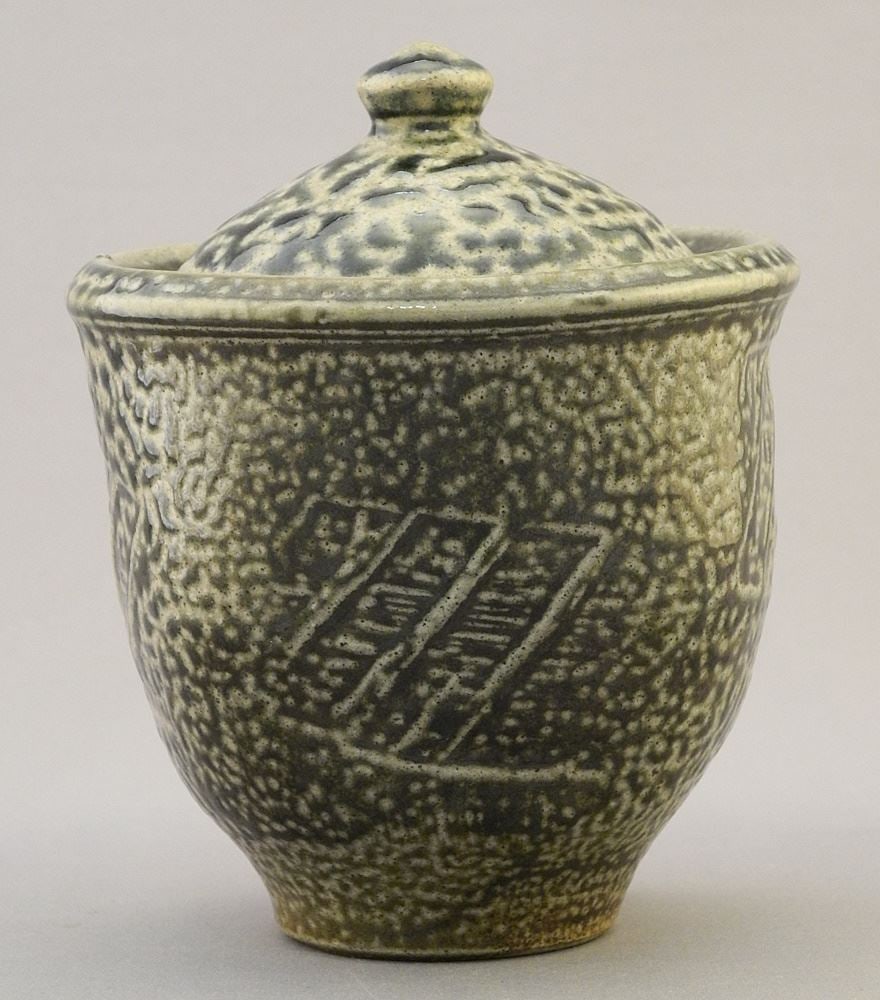 Saltglaze Pot signed with Impressed Mark of Wayne Ngan, 5 1/8"h. (1 of 8)